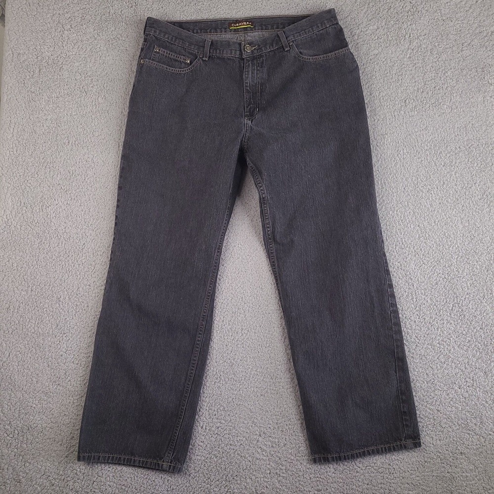 Cubavera Jeans Mens 36x28.5 Black Straight Leg Regular Fit‎ Cotton